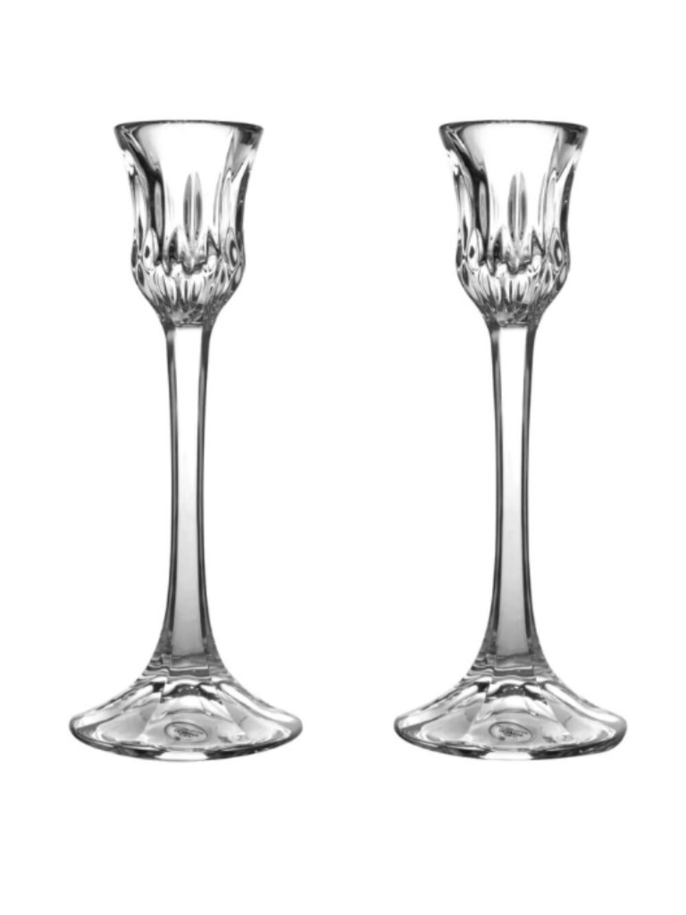 Gorham VINTAGE Single Light ALTHEA Full Lead Crystal Candle Sticks, Set of 2